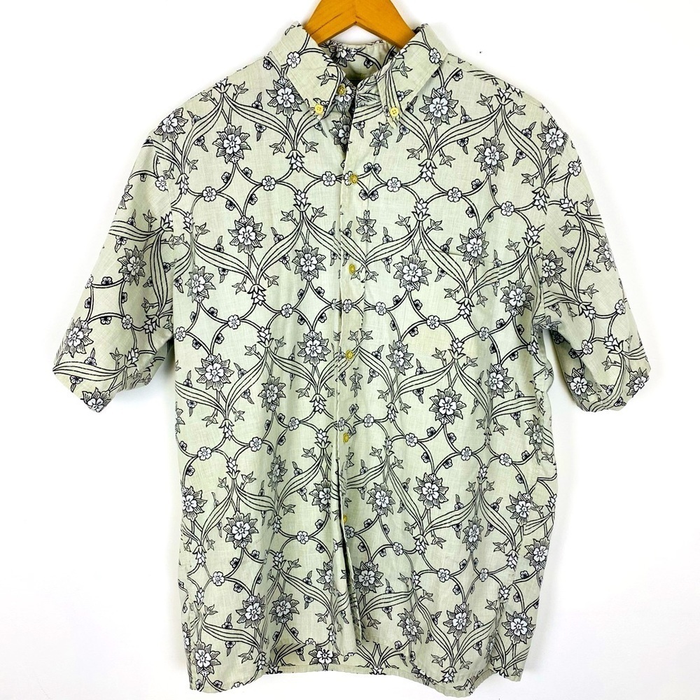 Reyn Spooner Aloha Shirt Size Large Floral Print Hawaiian Shirt